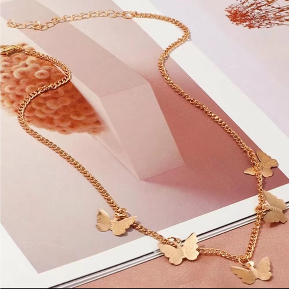 Gold Butterfly Charm Necklace - Picture 3 of 3